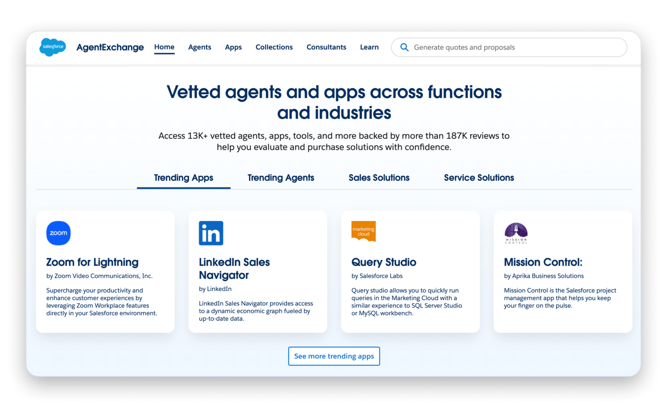 The web page of Salesforce AppExchange